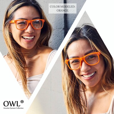 CLASSIC 80s 90s VINTAGE RETRO CLEAR LENS SUNGLASSES SHADES ORANGE