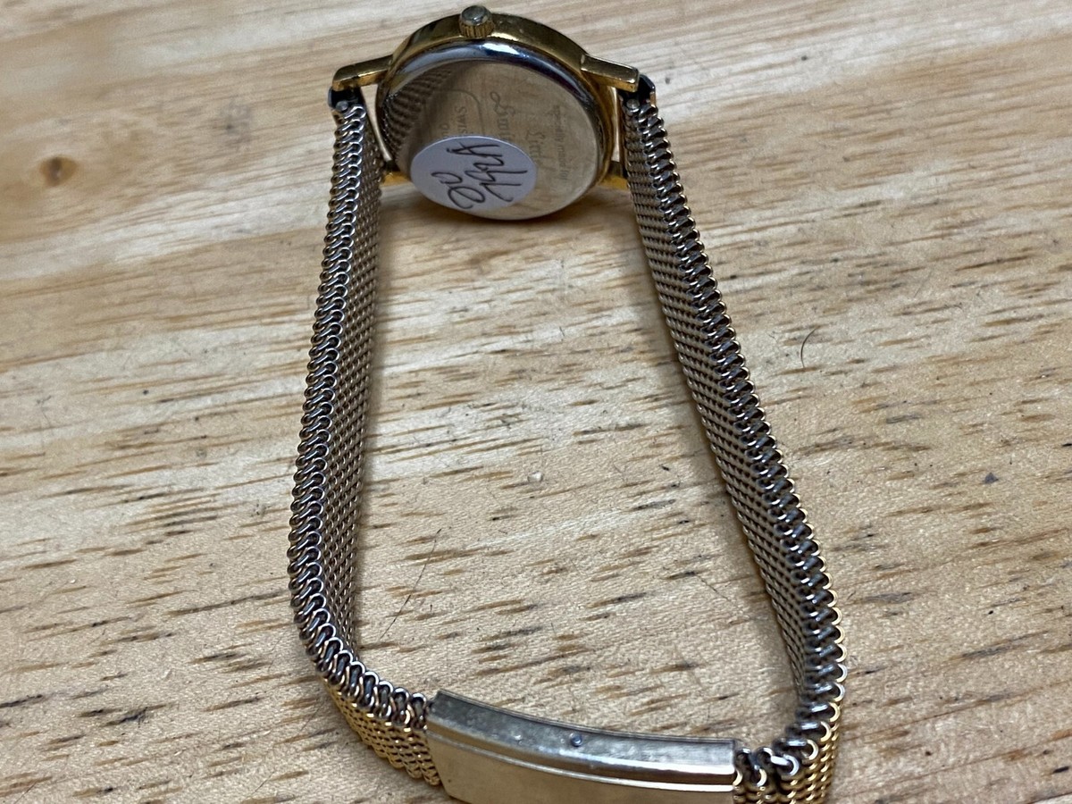 Vintage little Switzerland ladies black dial gold tone dress watch NEW BATTERY Women main image 3