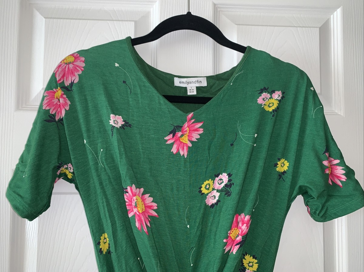 Emily and Fin Dress Flower Print Green Lined Wrap Ties Size S | eBay Emily and Fin Dress Flower Print Green Lined Wrap Ties Size S | eBay