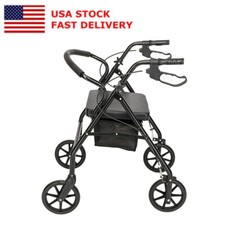 Heavy Duty Rollator Walker With 4 Wheels Soft Padded Seat Folding 500 lb Rolling
