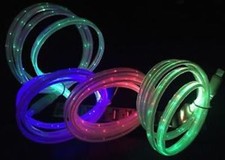 FLAT FLOWING LED LIGHT-UP USB charge Data Cable charger FOR iPhone 8 7 5s 6 plus