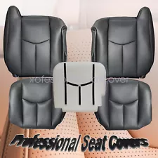 Front Leather Seat Cover & Foam Cushion For 2003-2006 Chevy Silverado Dark Gray