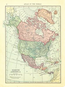 1911 Vintage Atlas Map Page - North America on one side