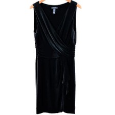 CHAPS Black Draped Jersey Mock Wrap Dress Size XL