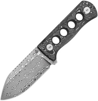 QSP Knife Canary Fixed Blade Neck Knife Aluminum Foil Carbon Fiber Damascus
