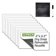 Dry Erase Sticky Notes. Reusable Whiteboard Stickers 4"x2.5" 12 Pack. Suitabl...