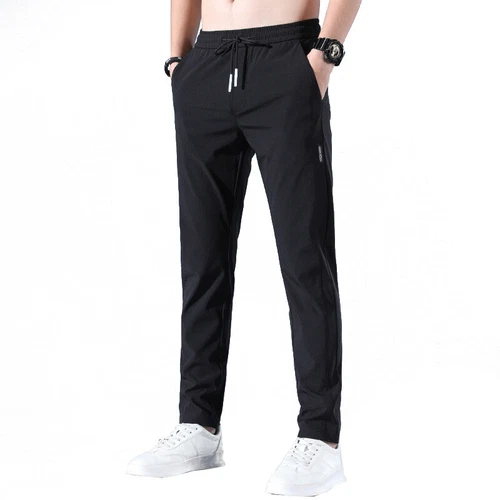 Pantaloni seta ghiaccio uomo larghi dritti casual uomo estivi sottili asciugatura rapida - Foto 15 di 19