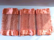 3 Satin-edged Organza Coral 104" Long and 12" Wide Table Runners Wedding Decor