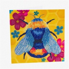 BlossomBuzz Crystal Canvas - Vibrant Floral Bumblebee Art Card, 18x18cm