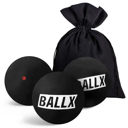 BallX 3x Squash Bälle Roter Punkt (Mittel) - Freizeitbälle in Schwarz - XS3000