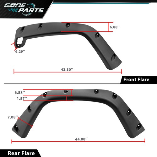 6Pcs Wide Pocket Extended Wheel Fender Flares Fit For 1997-06 Jeep Wrangler TJ 7 - Picture 4 of 12