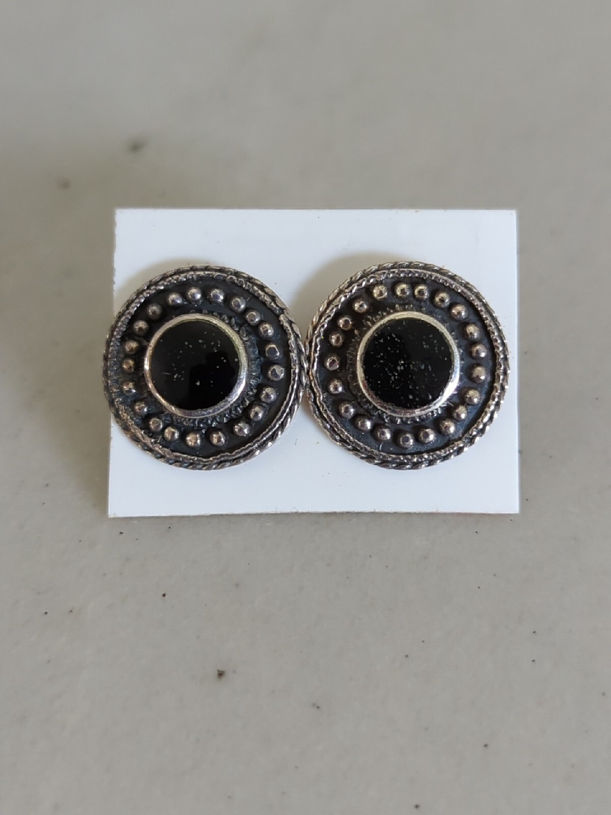 Black Onyx Stud Earrings in 925 Sterling Silver  -image