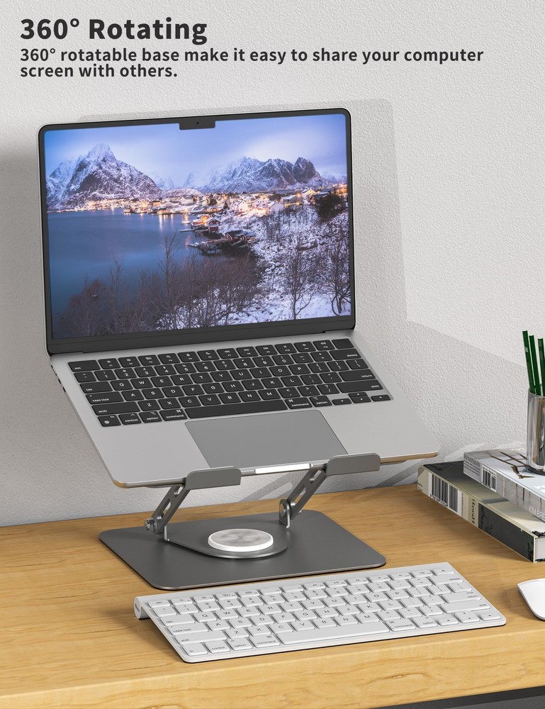 360° Rotating Adjustable Laptop Stand for Desk - Multi-Angle Ergonomic Base  
