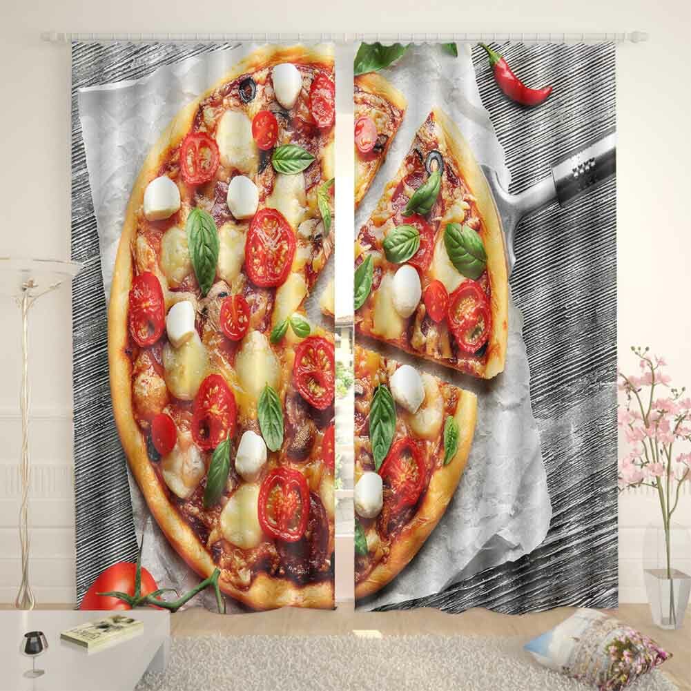 Pizza Red Segmentation 3D Curtain Blockout Photo Printing Curtains Drape Fabric
