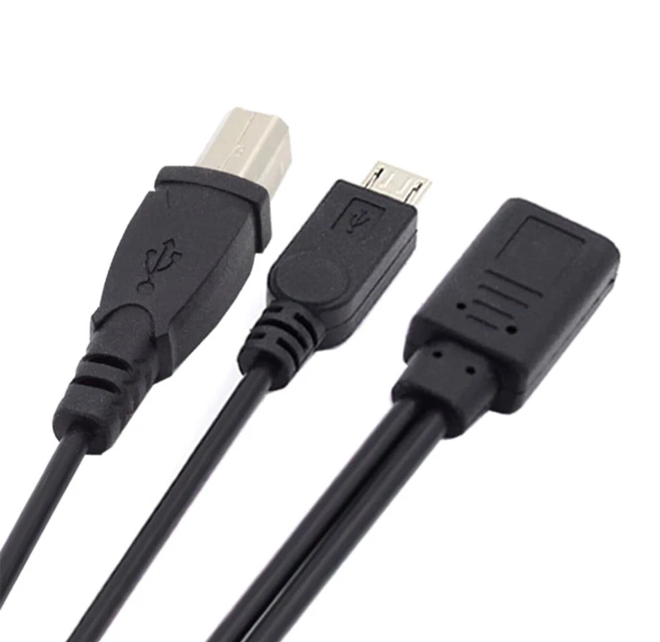 USB-C Female to Micro-USB + USB-B Male Charging Y-Splitter Cable 0.3m - Image 4 of 4