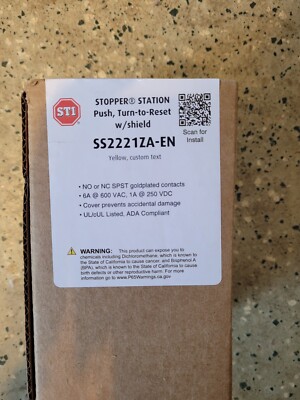 stopper station push turn to reset w/ shield SS2221ZA-EN yellow, custom text