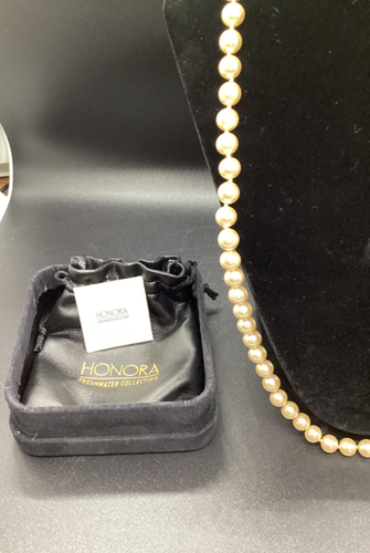 Vtg Honora Freshwater Collection 24" Cultured Pearl Necklace w/Box & Storage Bag - Picture 2 of 8
