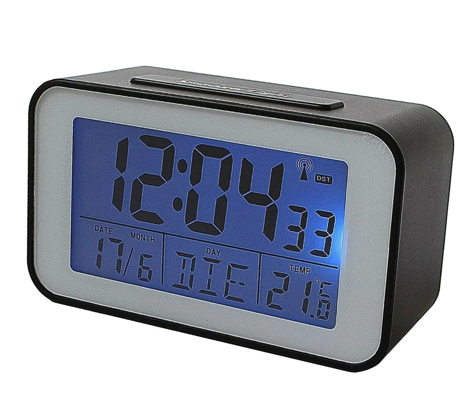 Funkuhr mit Thermometer Funkwecker wecker Tischuhr schwarz (NR4491-s) - Bild 4 von 4