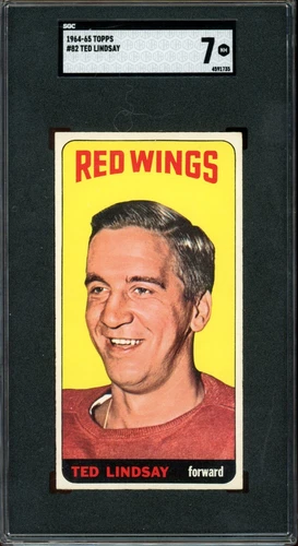 1964-65 TALL BOYS TOPPS NHL HOCKEY #82 Ted Lindsay HOF SGC 7 NM Detroit RedWings