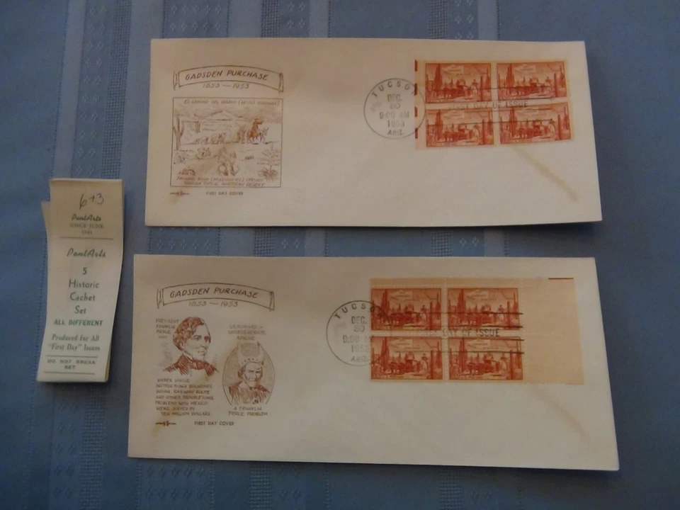 US # 1028 Gadsden  3C Set Of 5 Pent Arts Cachet Unaddressed FDC W/Label  #10  - Image 3 of 4