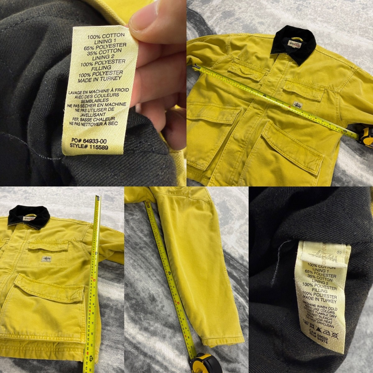 Stussy Workwear A/W 21' Twill Lined Washed Canvas Oversized Yellow