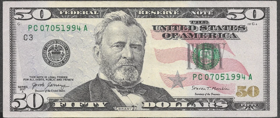 July 5th, 1994 Birthday or Anniversary Date Note Fancy Serial $50 Dollar Bill - Image 4 of 4