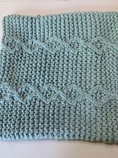 Pillow Cover Cable Knit Square Home Decor Light Green Boho Farmhouse 17x17”