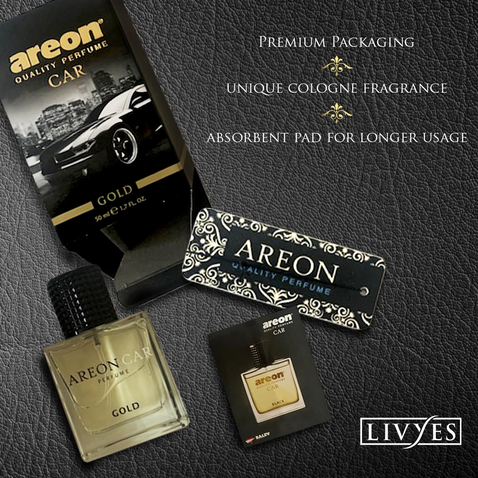Perfume de coche Areon 1,7 fl oz. Ambientador botella vidrio (50 ml), platino Foto 3 de 4