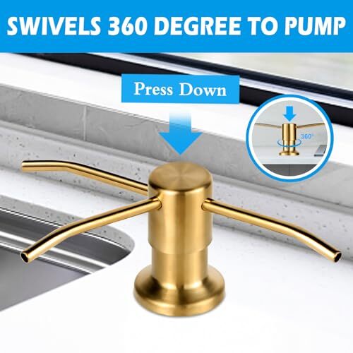 Dish Soap Dispenser for Kitchen Sink, Countertop Sink Soap Gold Brushed