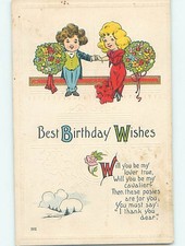 Pre-Linen GIRL IN RED DRESS AND BOY IN SUIT HOLDING HANDS : clearance HL5339