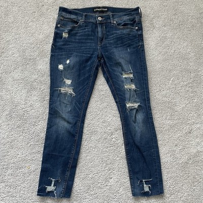 Express Ripped Legging Jeans Womens 10R Blue Denim Skinny Jeggings Mid Rise Zip