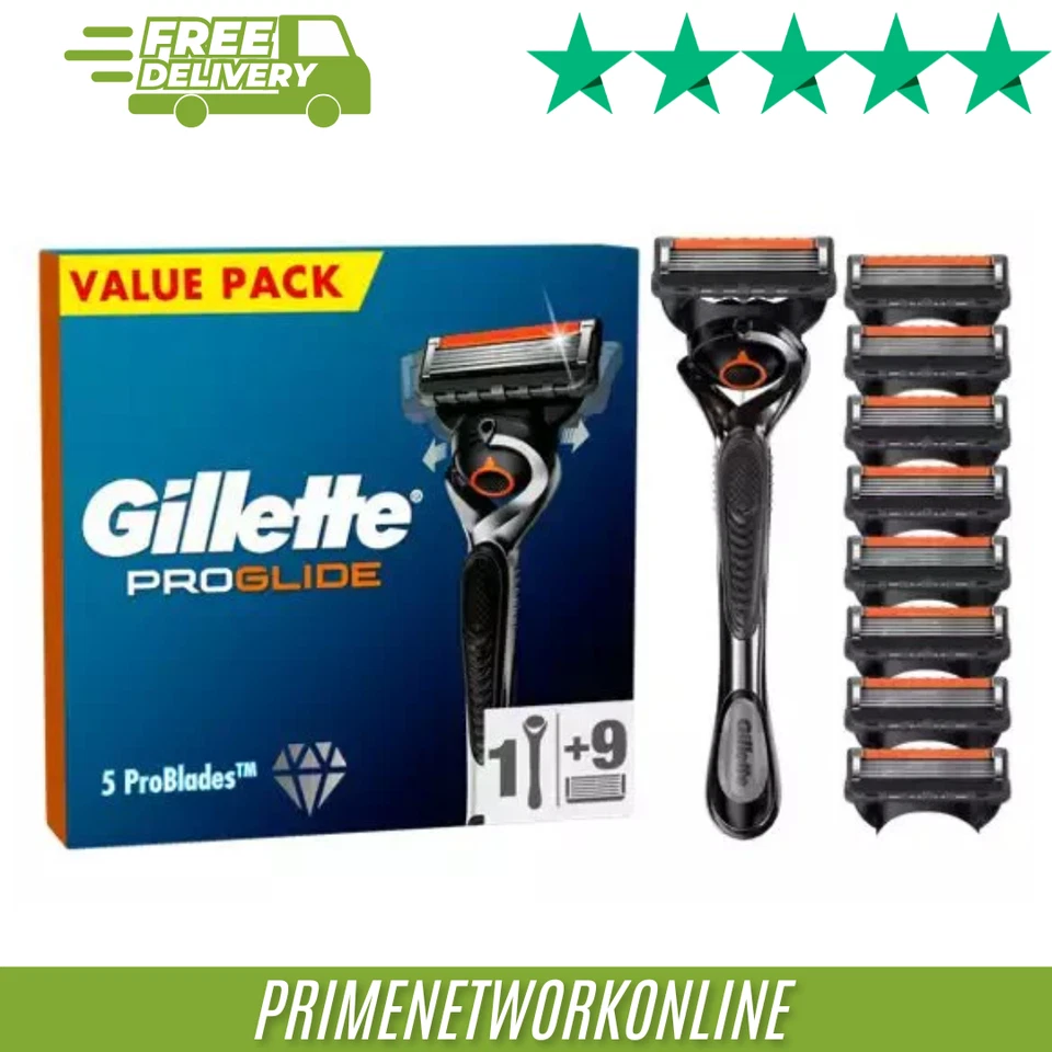 Gillette ProGlide Razor for Men – 1 Handle + 9 Blade Refills 100% ORIGINAL ⭐⭐⭐⭐⭐