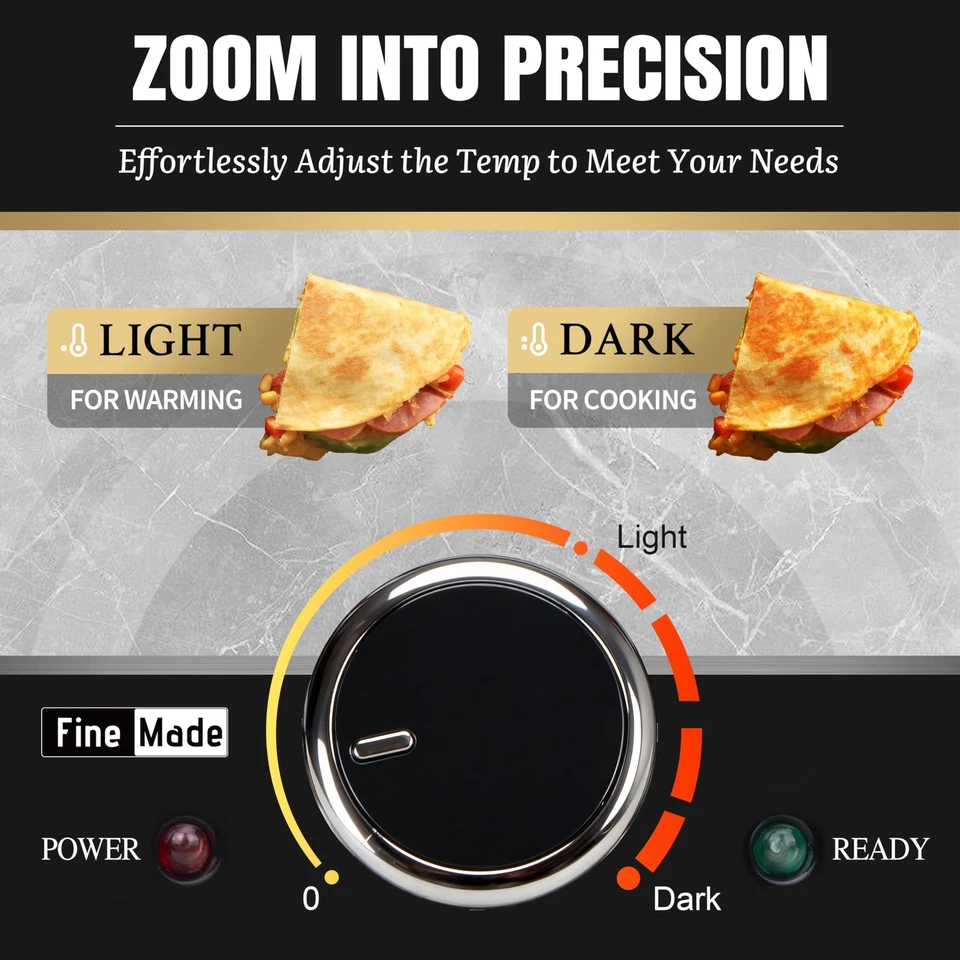 Электрическая сковорода с антипригарным покрытием, многофункциональная Quesadilla Maker 10 дюймов, электрическая... - Изображение 4 из 4