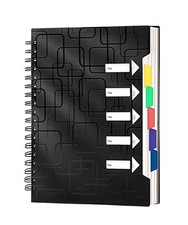 5 Subject Spiral Notebook A5 College Ruled with Dividers Tabs 240 Pages Black