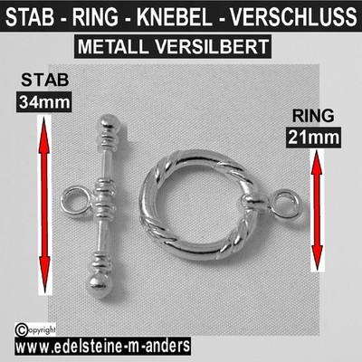 Knebelverschluß Knebel Stab Ring Schmuck Ketten Armband Verschluß Verschlüße DIY