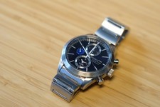 Seiko Solar Chronograph V172 Blue Dial Tachymeter Alarm Date Watch