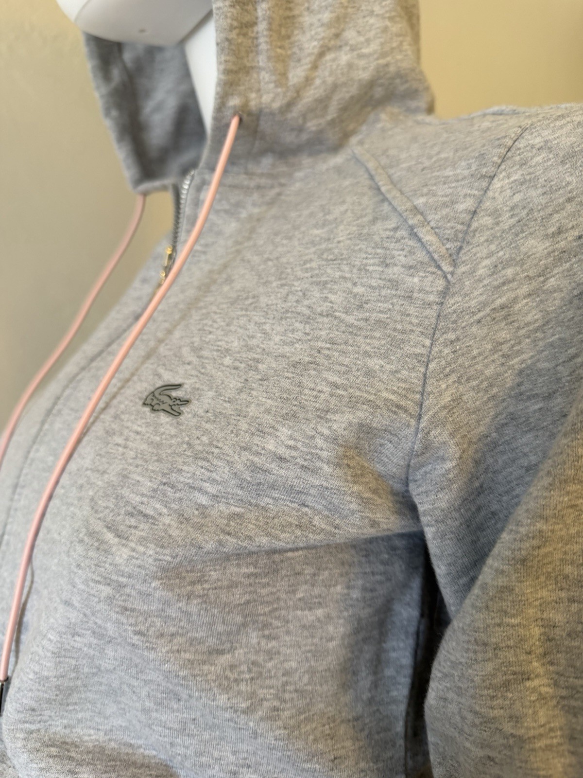 NWT Lacoste Sport Gray Full Zip Hoodie Women's Size 2 Cotton SF3823 51 thumbnail 5