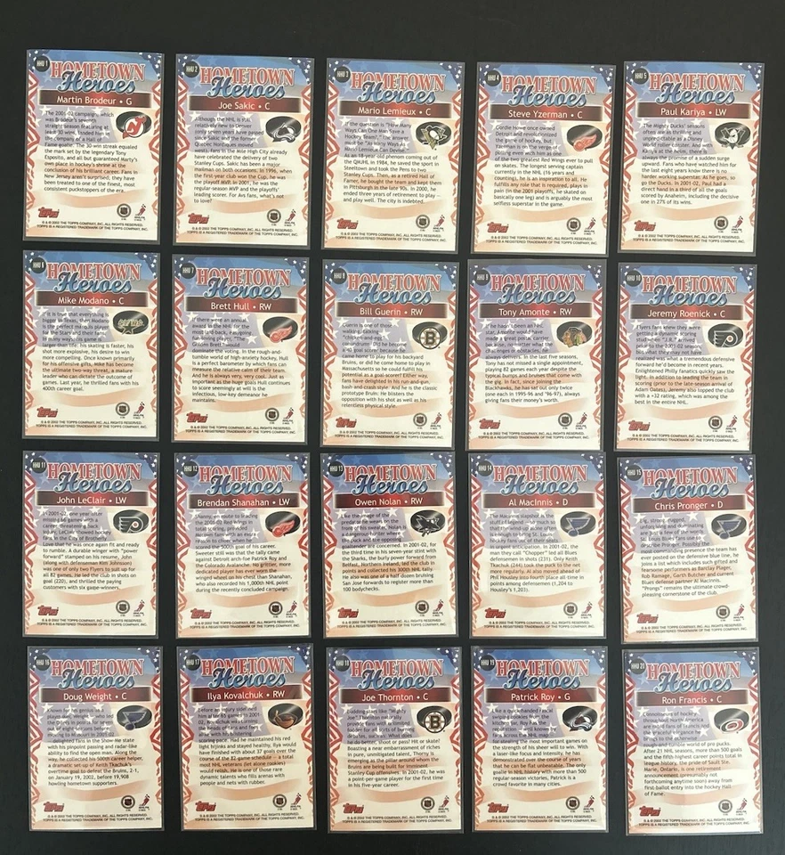 2002 Topps Hometown Heroes conjunto completo - 1-20 NHL Legends quase perfeito - Imagem 2 de 2