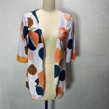 Abstract Dot Print Open Front Cardigan Lightweight Kimono Style