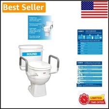 Comforting Round Toilet Seat Riser with Arms - 3.5 Inch Elevation for Safety