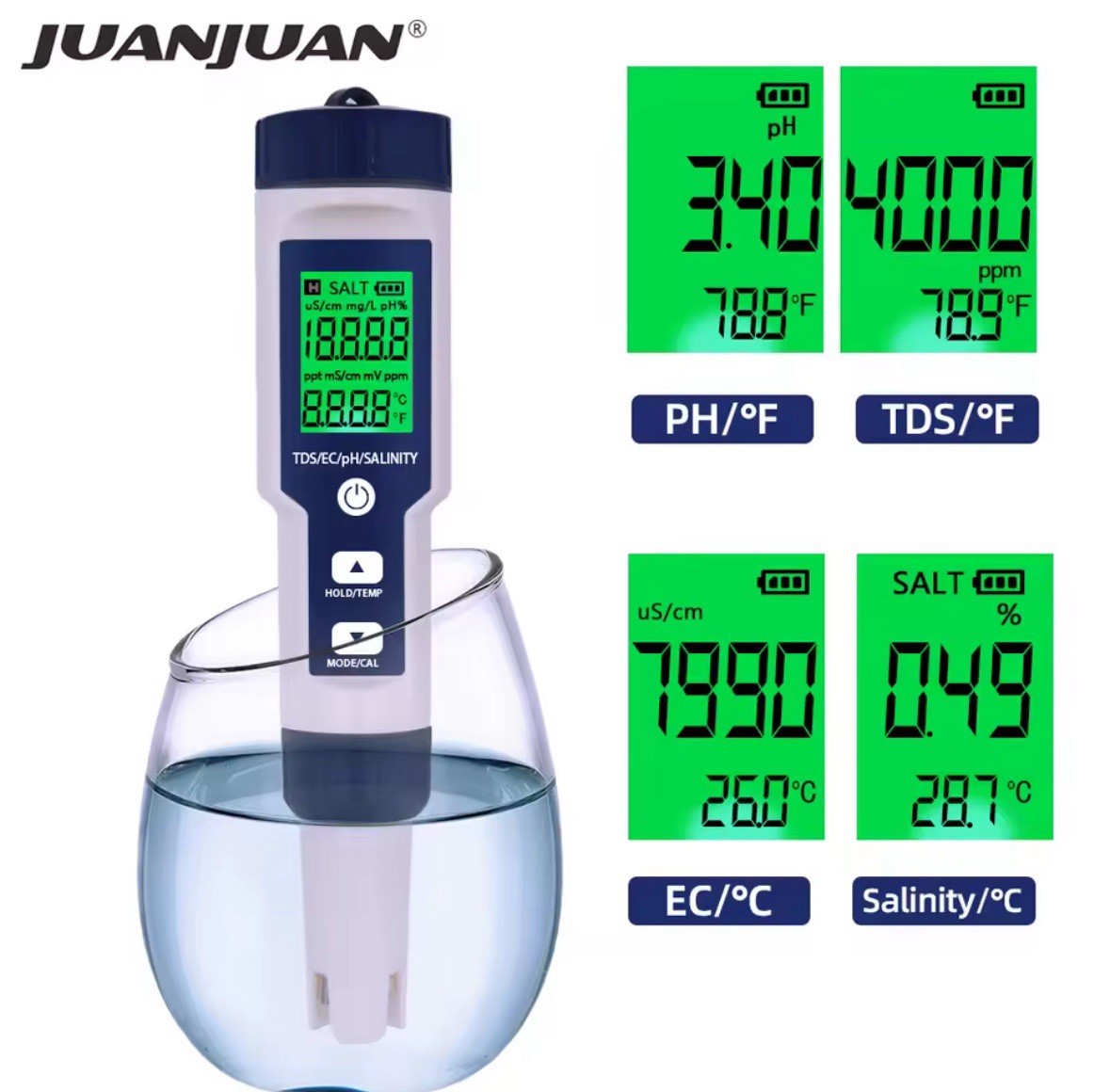 Tester qualità acqua pH CL2 ORP H2 TEMP misuratore cloro piscina spa digitale