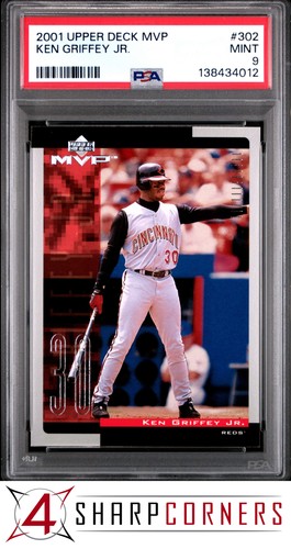 2001 UPPER DECK MVP #302 KEN GRIFFEY JR. REDS HOF POP 4 PSA 9