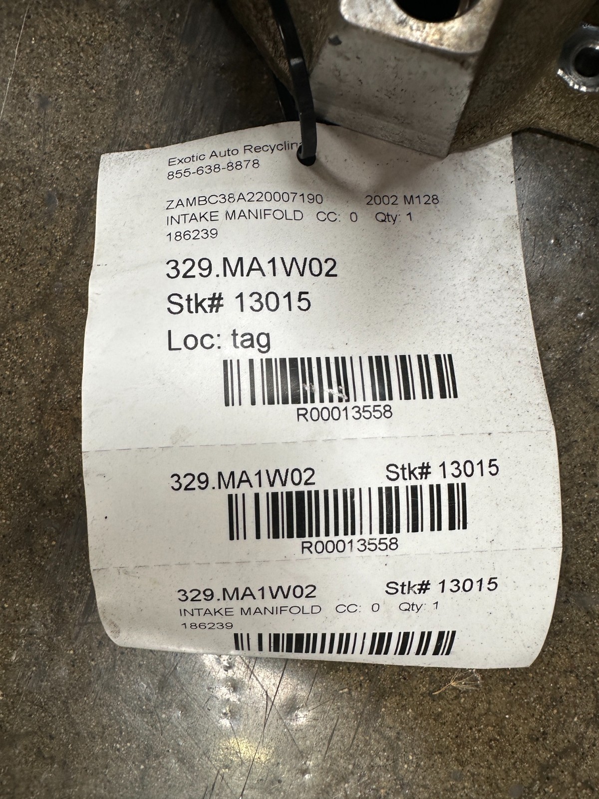 Maserati 3200 GT Spyder Intake manifold P/N 186239