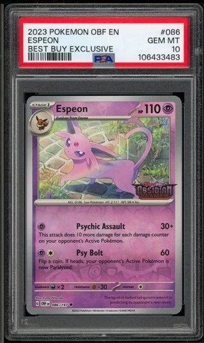 ESPEON BEST BUY EXCLUSIVE PROMO #086 OBSIDIAN FLAMES STAMP - PSA 10