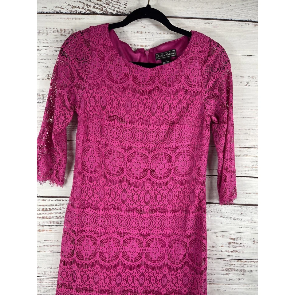 Платье Jessica Howard женское размер 8 кружевное рукав 3/4 оболочка вечеринка коктейльное элегантное - Изображение 2 из 4