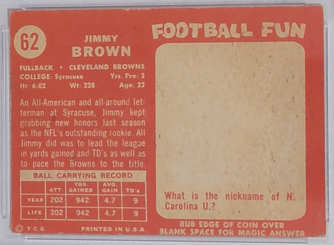 1958 Topps JIM BROWN RC PSA 4 VG-EX Cleveland Browns Hall Of Fame VINTAGE GOAT view 8