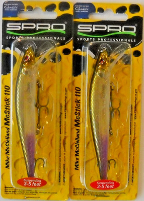 Lot of 2 SPRO Mike McClelland McSTICK  110 jerkbaits in WAMPUM  color