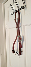 Rounded Sides Thick Leather One Ear Headstall Western Horse Tack Turquoise Buckl
