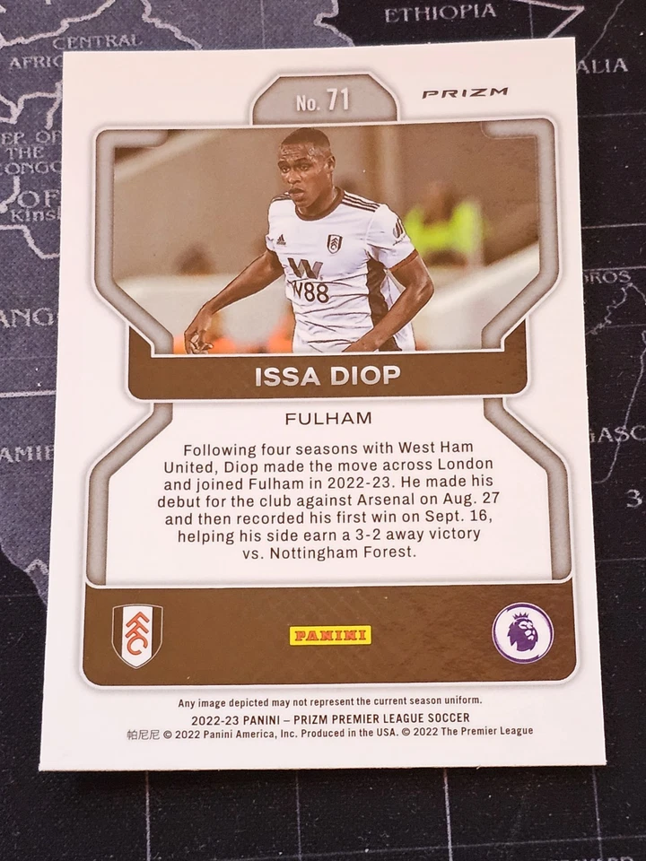 2022 Panini Prizm Premier League Soccer - #71 Issa Diop (Silver Prizm) - Image 2 of 2
