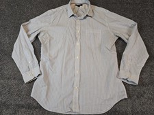 Banana Republic Dress Shirt Mens 16.5 34/35 Blue Striped Non Iron Classic Fit